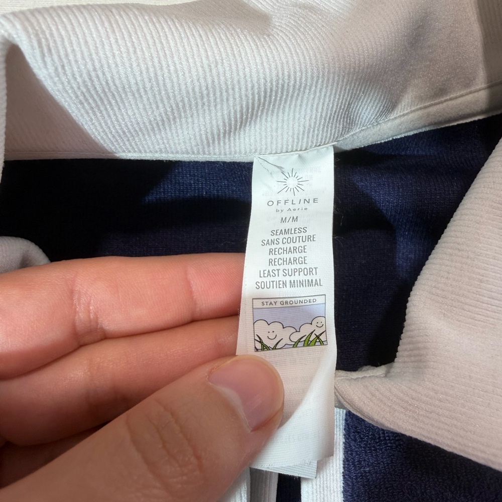 OFFLINE by Aerie Terry Cloth Polo Crop Top Navy Blue Sz M Athleisure Tennis Core - Picture 4 of 7